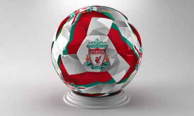 Soccer ball with the logo of FC LIVERPOOL