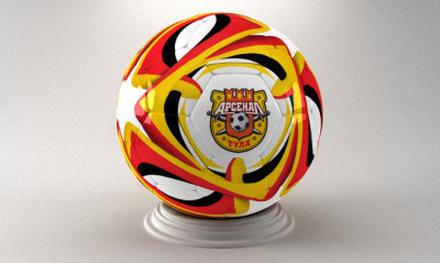 Soccer ball with the logo of FC Arsenal Tula